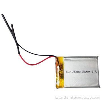 Lithium Polymer Battery Cell, GSP753040 3.7V 850mAh for GPS Navigator, UN/UL-certified, Rechargeable